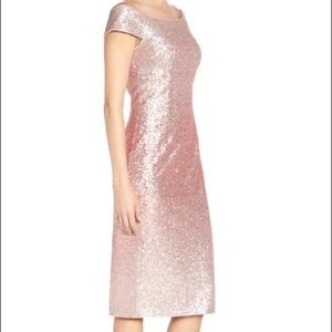NWT Vince Camuto Blush Peach Sequin Midi Dress